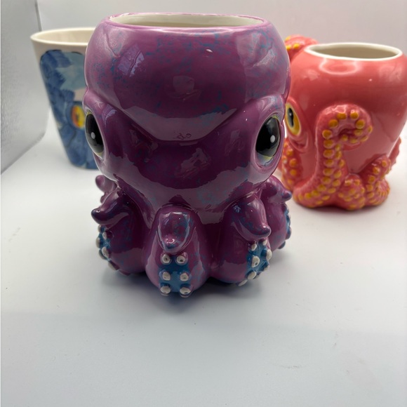 Oceanic Charm Ceramic Mug Trio - Blue, Pink, and Purple - Picture 6 of 16